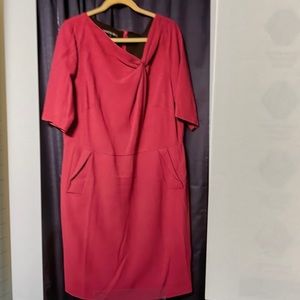 Lafayette 148 burgundy Wool dress with elbow length sleeves 16w